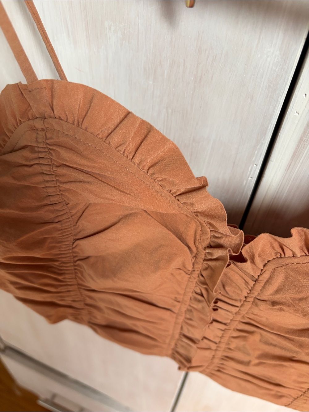 Zara Rust-Colored Ruched Crop Cami - Picture 2 of 6